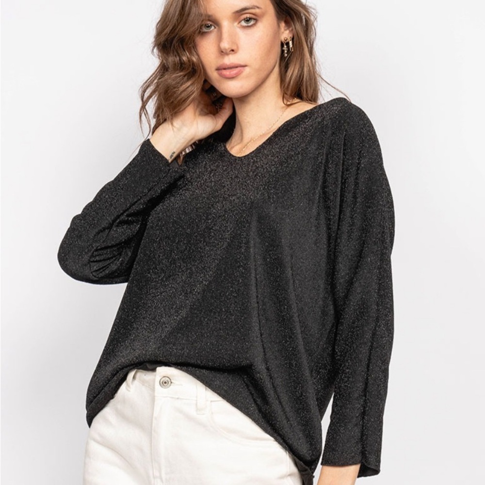 color me red women’s black silver top S L128-46